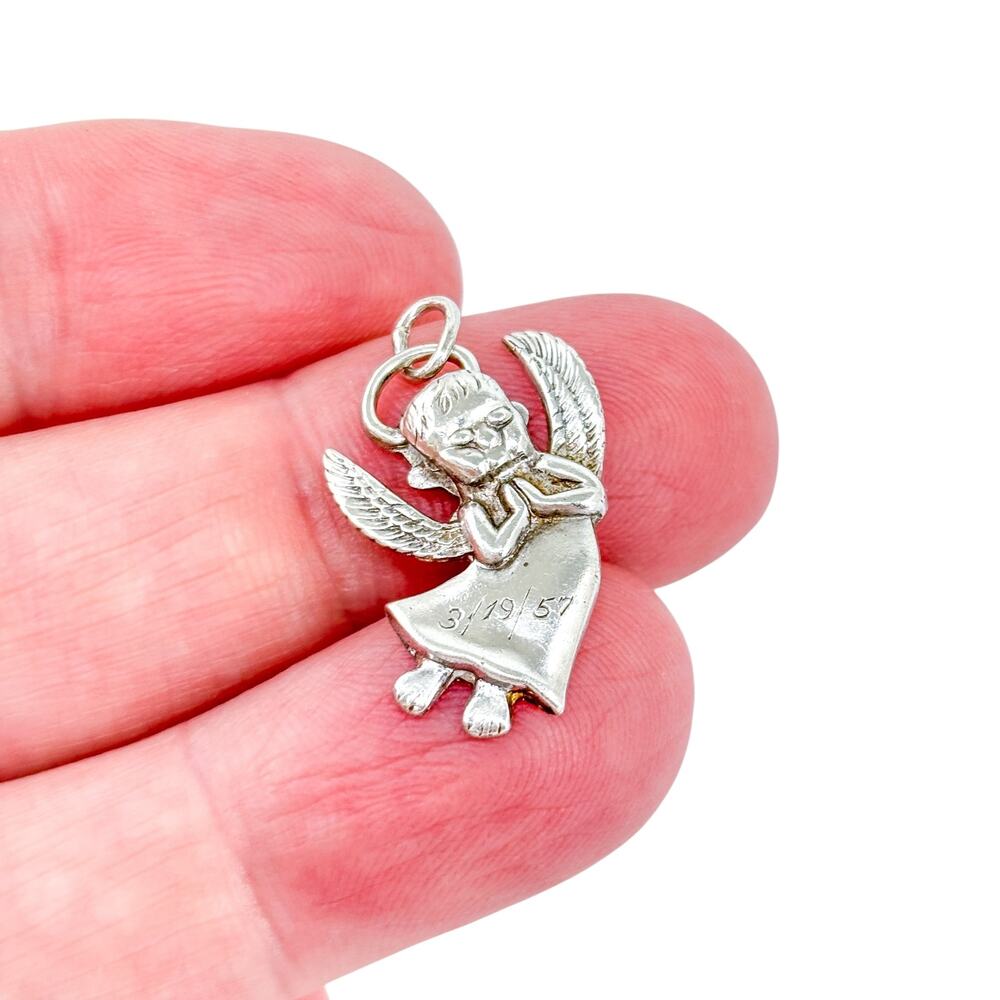 Vintage Sterling Silver 925 Praying Angel Pendant